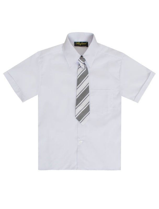 Wholesale Solid Short Sleeve Dress Shirt With Tie Size 2-7    RFL-889