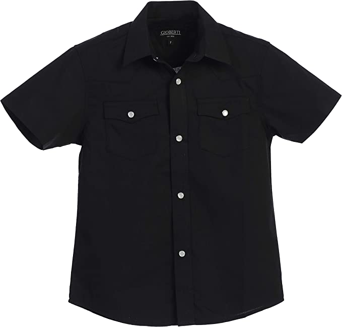 Men's Casual Western Solid Short Sleeve Shirt with Pearl Snaps GB-SS95W
