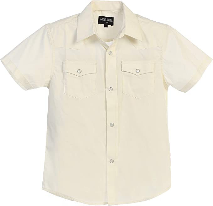 Men's Casual Western Solid Short Sleeve Shirt with Pearl Snaps GB-SS95W