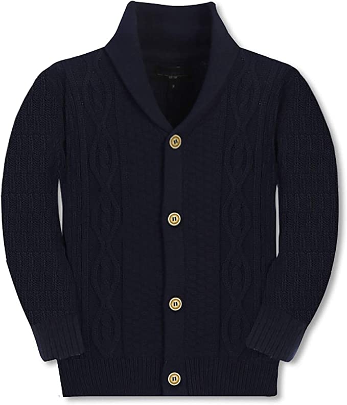 Boys Knitted Shawl Collar Cardigan Sweater %100 Cotton GB-SW2
