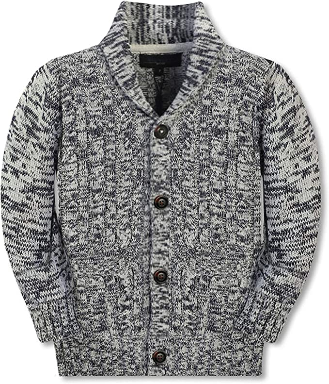 Boy's 100% Cotton Knitted Shawl Collar Cardigan Sweater GB-SW1