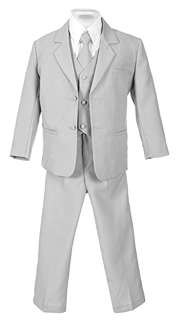 Boys Suit 5-Piece Solid 100% Polyester Set With Shirt And Vest Size 3 Months -7 Years RFL-BY-013