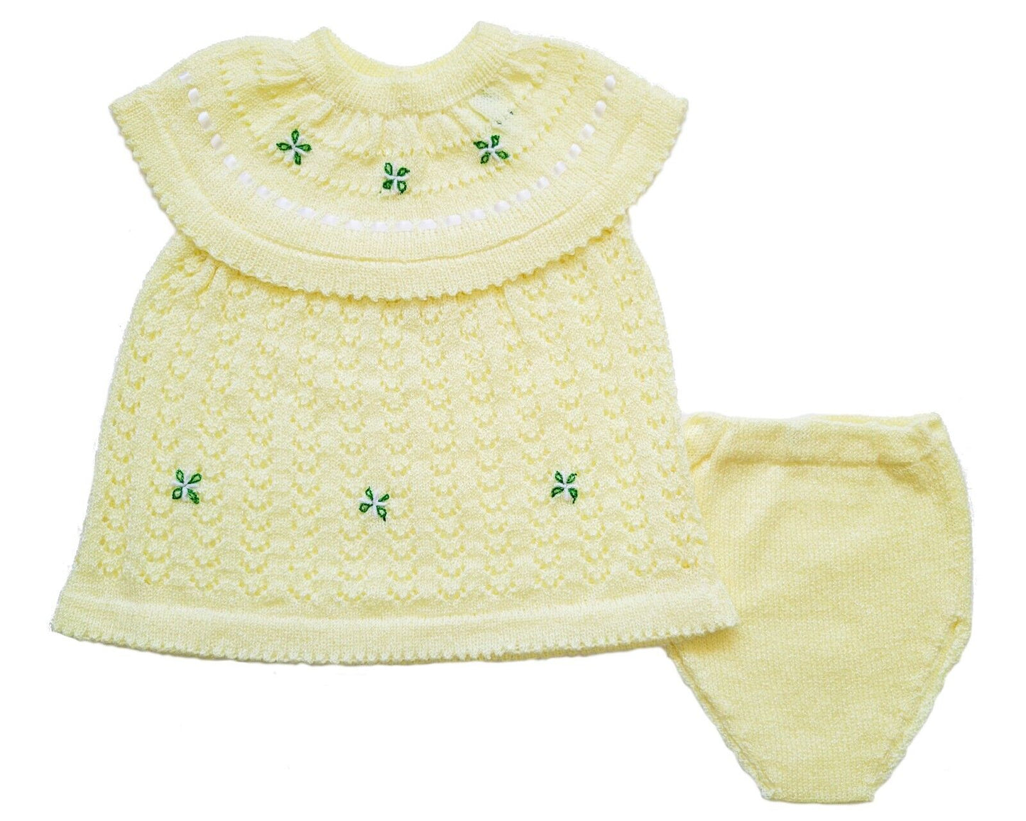 Wholesale Newborn Baby Girl Crochet Sweater Dress and Diaper Cover 2 Piece Outfit Set
